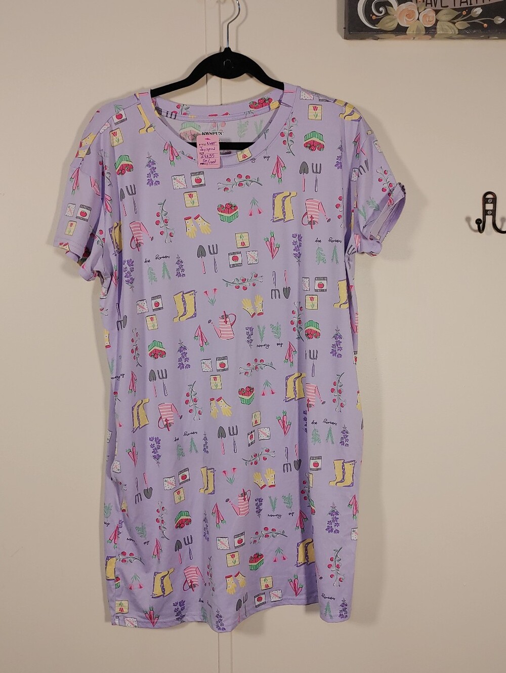 NWOT Joyspun Small/medium Garderner's Theme Purple Short Sleeve Nightshirt - Picture 4 of 6